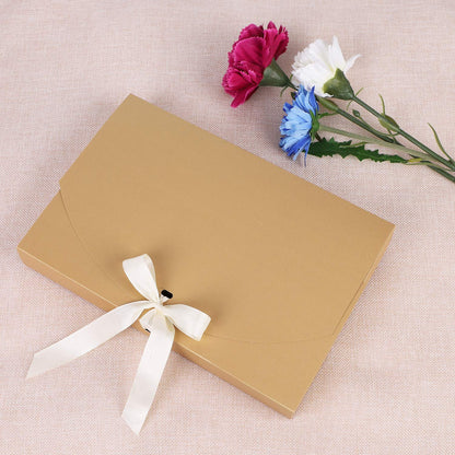 10Pcs Gift Boxes with Ribbon Bowknot Kraft Paper Gift Bag Envelope Wrapping Box Scarf Lingerie Necklace Shirt Gift Packaging Box for Birthday Christmas Anniversary Valentine Day Wedding Party New Year