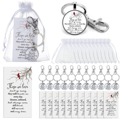 Fumete 12 Set Cardinal Keychain Gifts Red Cardinal Key Ring Memorial Gift Sympathy Gifts for Loss of Loved One with Card Bag Funeral Remembrance Condolence Bereavement