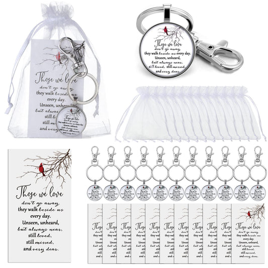 Fumete 12 Set Cardinal Keychain Gifts Red Cardinal Key Ring Memorial Gift Sympathy Gifts for Loss of Loved One with Card Bag Funeral Remembrance Condolence Bereavement