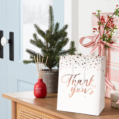 PAICUIKE White Thank You Gift Bags Bulk, Medium Size Paper Bags with Handles for Weddings, Valentines, Party Favor, Birthday Baby Shower - 20 Pcs
