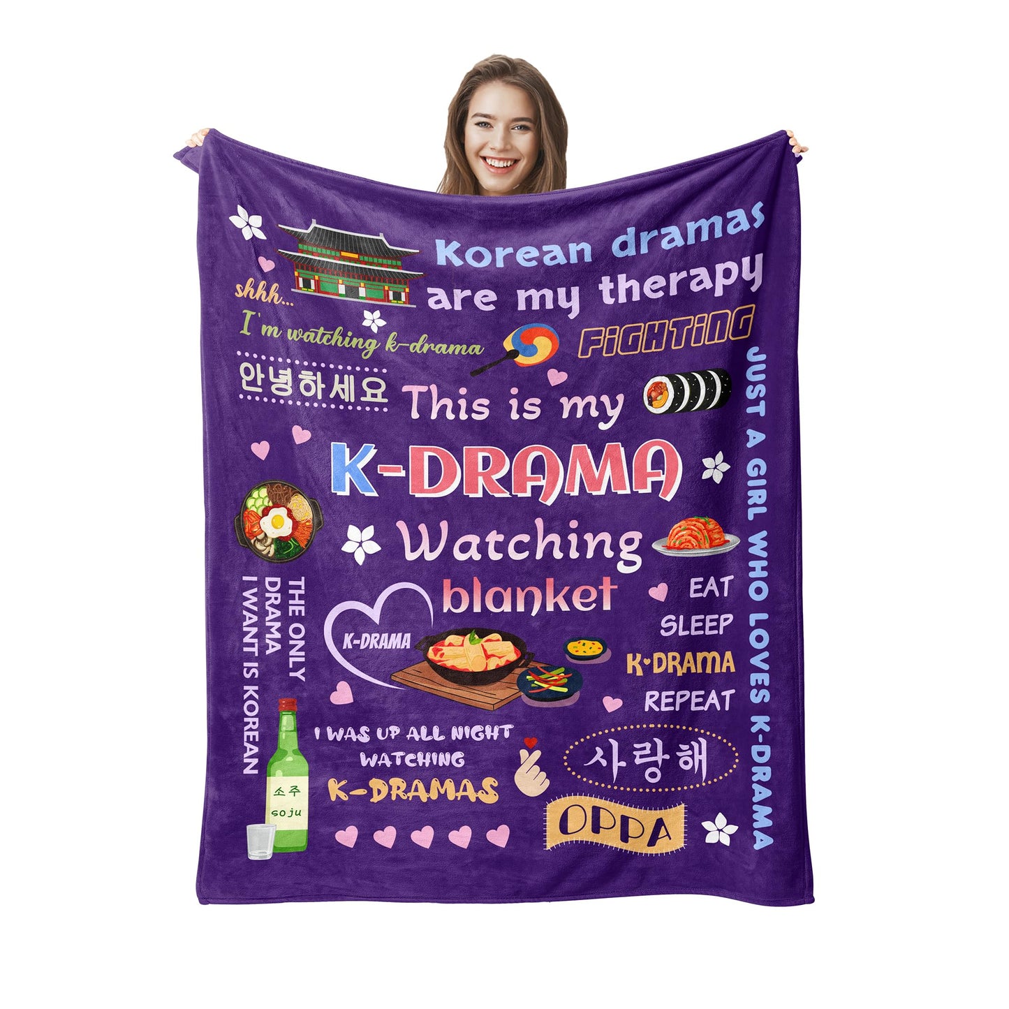 Korean Drama Gifts, K-Drama Blanket, Kpop Gifts, K Drama Gifts for Women - Purple - 50"X60"