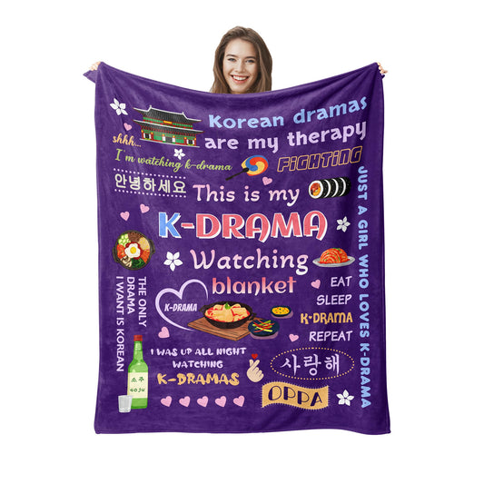 Korean Drama Gifts, K-Drama Blanket, Kpop Gifts, K Drama Gifts for Women - Purple - 50"X60"