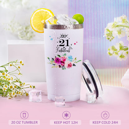 ShinnyWis 21st Birthday Gifts for Women Her,Happy 21st Birthday Basket Gifts Box for Her Daughter Sister Girlfriend,Tumblers Gifts Set for 21 Year Old Women,Funny 21 Birthday Gifts Ideas