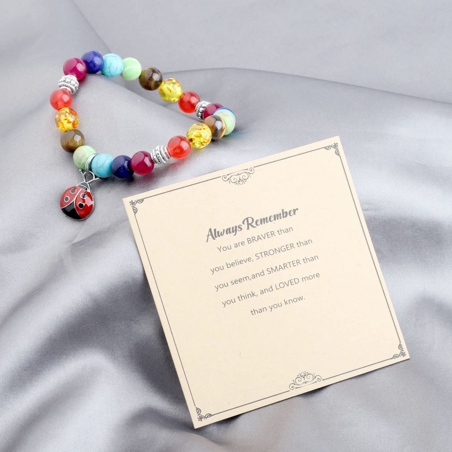 WSNANG Ladybug Bracelet Ladybug Pendant Necklace Ladybug Lover Gift Good Ladybug Jewelry Gift for Friends (Always Ladybug C-Br, 8 * 8cm)
