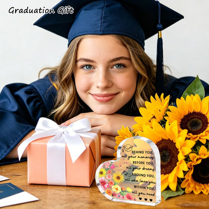 Graduation Gift for Her Him, 2026 Graduation Decorations - Engraved Acrylic Heart Plaque Graduate Gifts 4.7 × 4.7 × 0.6 inch, High School, Masters Degree, College Graduate Gift for Women, Men