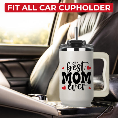 Mothers Day Gifts For Mom - Best Mom Ever Tumbler With Handle 40oz, Mommy Coffee Mug, Mama Tumblers, Momma Gift Ideas from Kids, Daughter, Son, Funny Birthday Present For Her, Mother Day Gift Tumbler