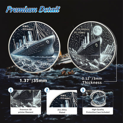 RMS Titanic Challenge Coin - Commemorative Ship Coins - Rare Boat Travel Token - Memory of Victims Chip - Collectable Curio Gifts for Men Women Kids Family