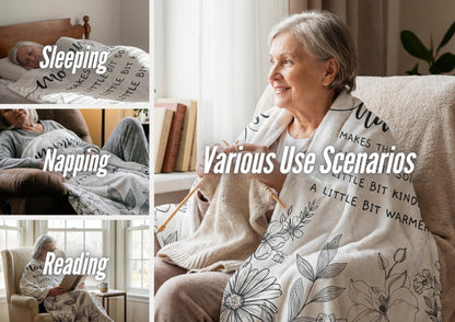 InnoBeta Mommom Gifts, Grandma Gifts for Mommom, Flannel Throw Blankets on Mother's Day, Christmas, Birthday, 50" x 65", Beige Flowers