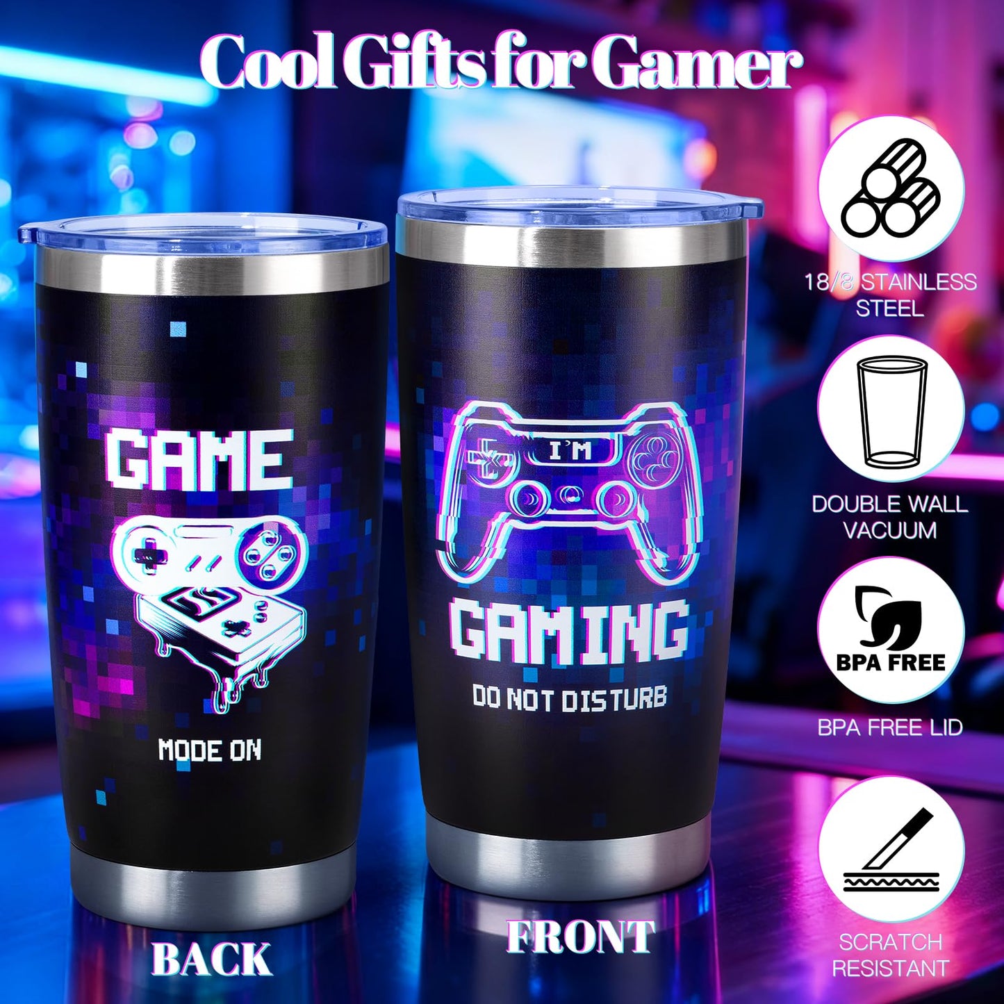 Gamer Gifts for Men Teens Boys, Cool Gaming Gift Bulk Set for Game Lover, Gaming Mugs, Teen Boy Gift Gaming Stuff, Birthday Valentine Christmas Gifts for Gamers Men Girl Boyfriend Husband Teenage Idea