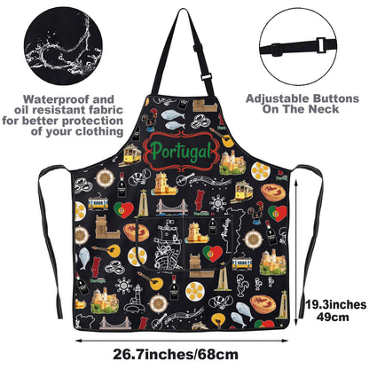 G2TUP Portugals Apron With Pockets Portugals Kitchen Gifts Portugal Cooking Apron Portuguese Gifts