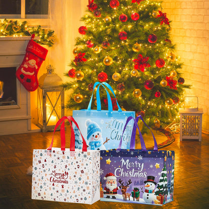 sishunhang 24 Pack Large Christmas Gift Bags 12.8"*6.7"*9.8", Reusable Non-Woven Jumbo Tote Bags with Handles For Christmas Surprise, Xmas Party Supplies Wrapping Shopping