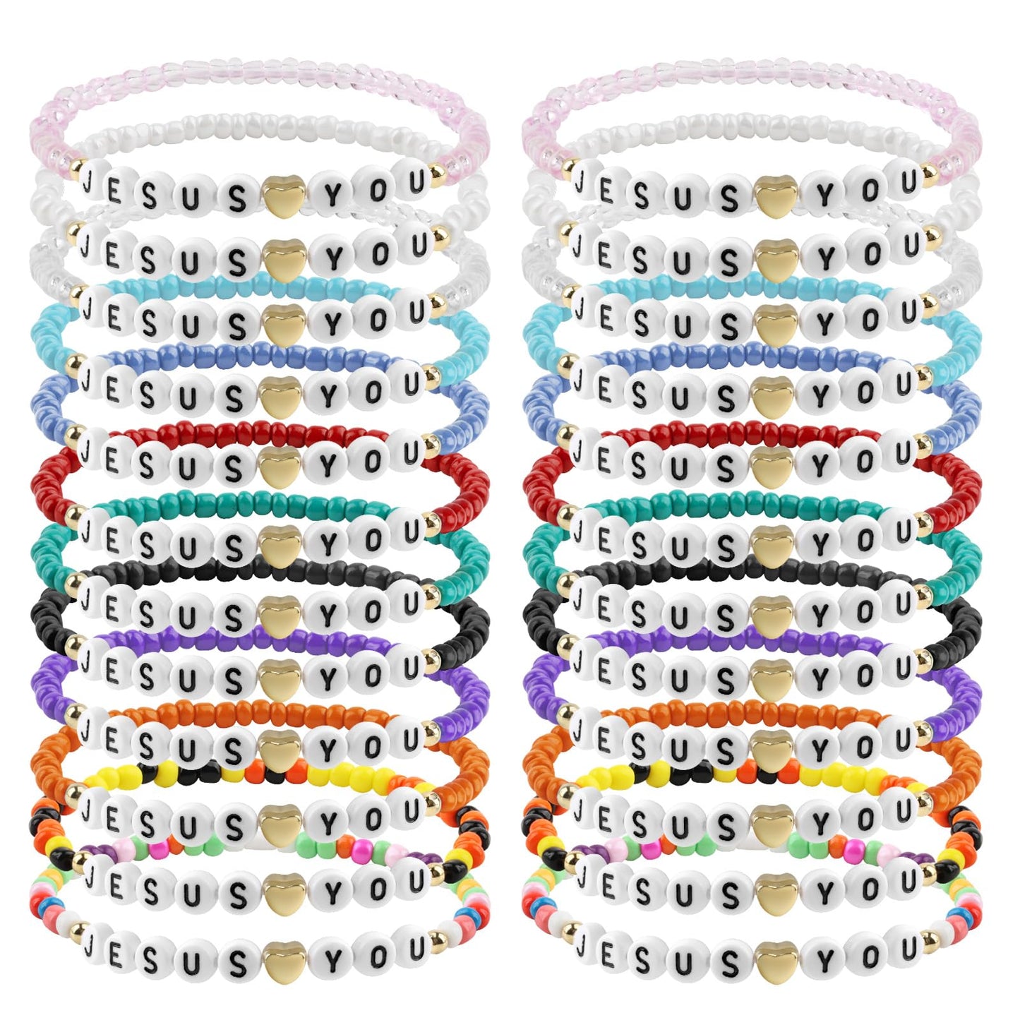 24PCS Jesus Loves You Bracelets Friendship Bracelets Bulk Christian Friendship Jewelry Easter Gifts for Women Men Inspirational Religious Gift