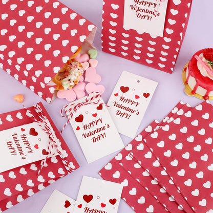 Abilat 24 Pack Valentines Gift Bags with Cards Valentine Gift Treat Bag Mini Goodie Bags for Valentine's Day Gifts Wrapping Party Favors, Classroom Exchange Prizes