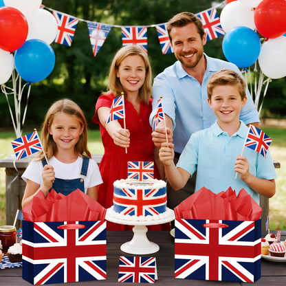 Neptniopllab Great British UK England Flag Gift Bag with Card & Wrapping Papers,United Kingdom Theme Party Decorations Gift Bag for GB National Day of GB,Carnival,Birthday,Goodie Treat Bag
