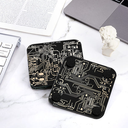 Nuenen 4 Pcs Circuit Board Coasters for Drinks PCB Coasters Immersion Gold Circuit Board PCB Design Engineer It Gift for Party Bar Office Geek Nerd Engineer Dad Gift Men(Classic Style,Black)