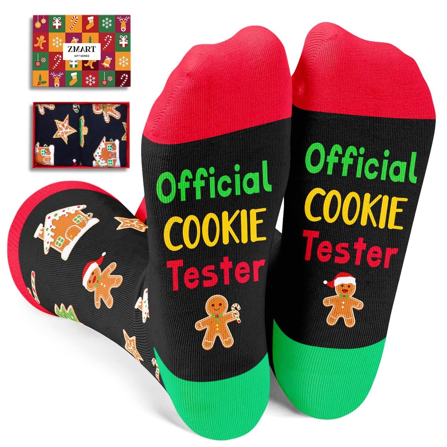 Zmart Christmas Cookies Gifts - Gingerbread Socks for Teen Boys Girls Age 2-18