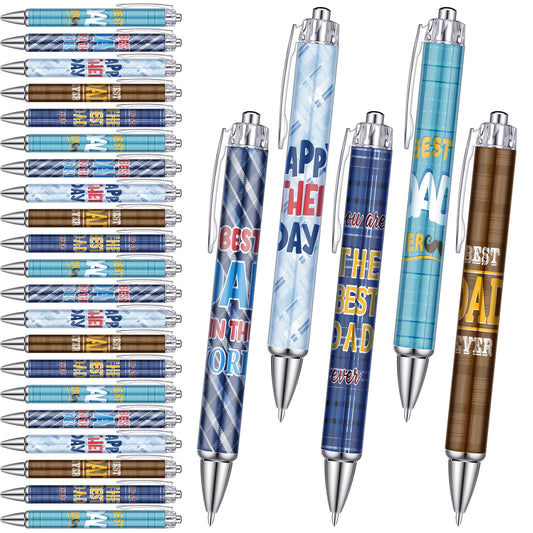 Sayglossy 60 Pcs Father's Days Ballpoints Gifts bulk Happy Father's Day Ballpoints Black Ink Retractable Pens for Men Dad Theme Party Supplies Church Gifts