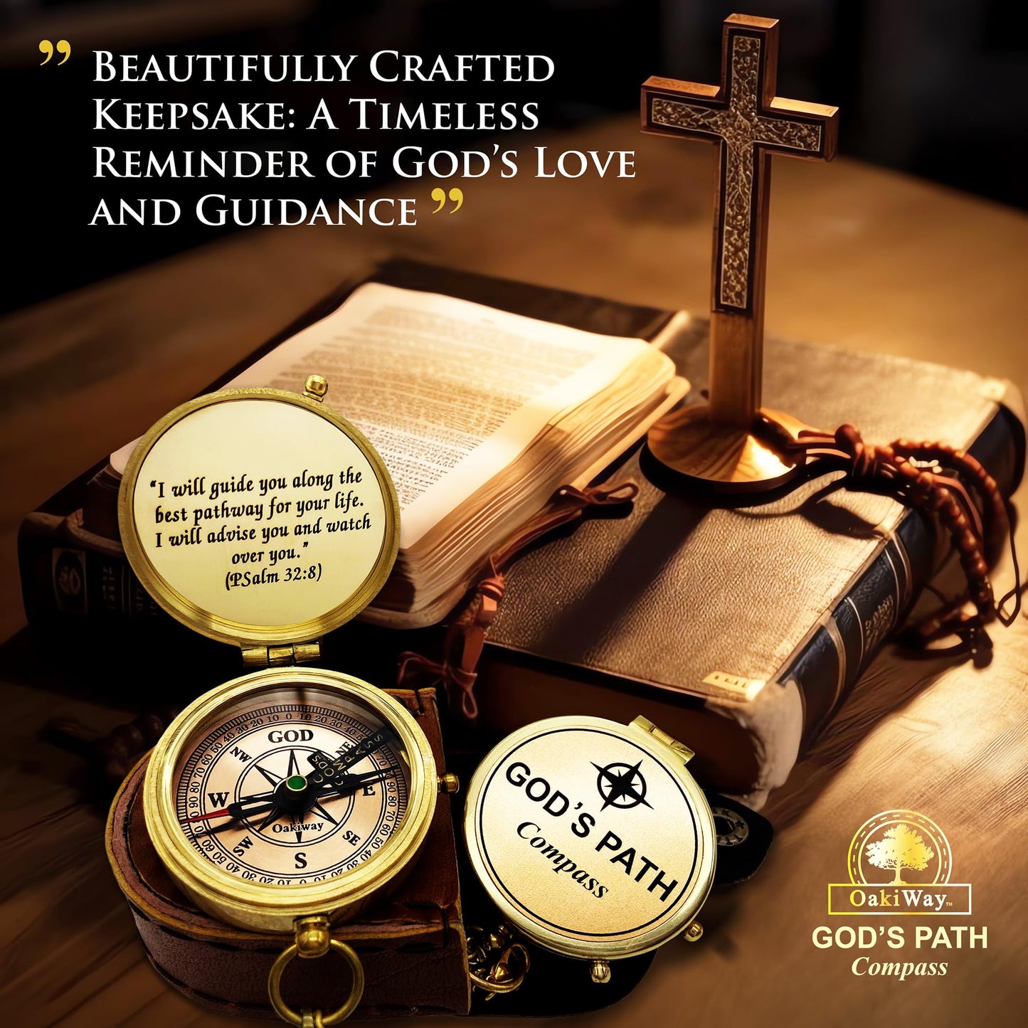God's Path Compass – Communion & Confirmation Gift for Teenage Boys | Baptism Religious Gifts for Men, Christian, Catholic, Graduation | Sentimental & Inspirational Present – Greeting Card Included