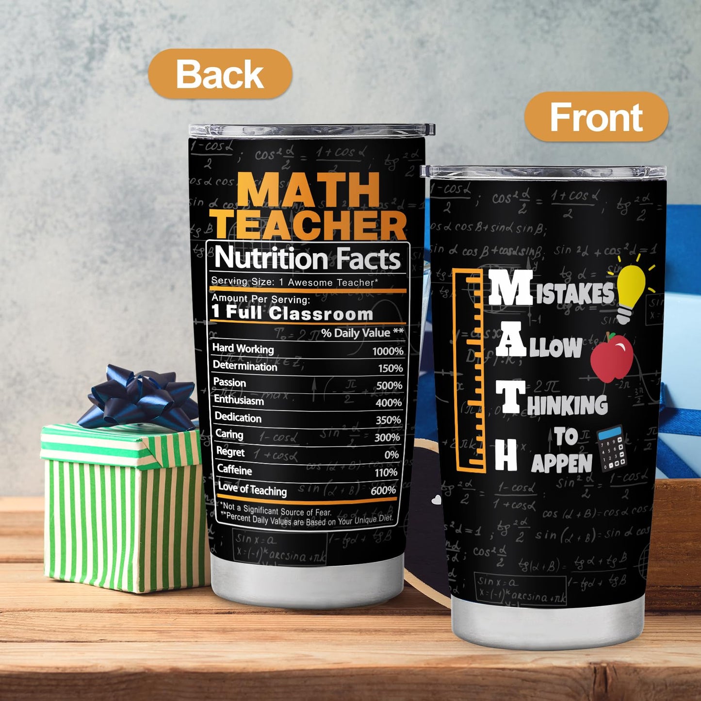 Math Teacher Tumbler - Appreciation & Birthday Gifts, 20oz Coffee Mug