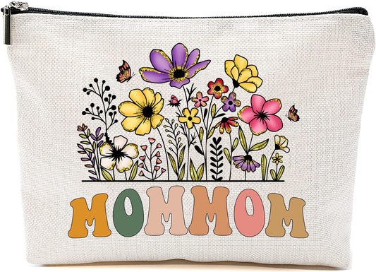 Mommom Wildflowers Gifts For Mother's Day Makeup Bags - Mommom Flower Gift Bags - Mom Birthday Gifts - Travel Cosmetic Bag For Birthday