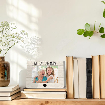 Mema Grandma Picture Frame, Mother's Day Gifts for Grandma, Grandmother Gifts from Grandkids Photo Frame 4x6, We Love Our Mema Wooden Photo Picture Frames for Desk Tabletop Decor