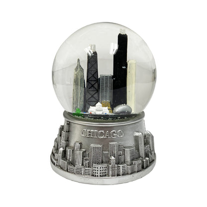 Musical Chicago Snow Globe - Water Globe - Pewter Look - 100mm