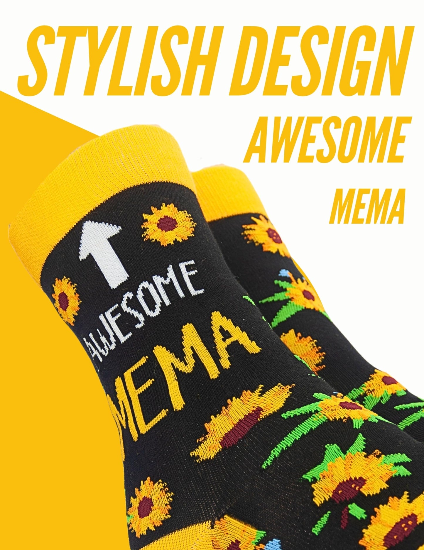 InnoBeta Mema Gifts, Mothers Day Gifts for Mema, One Size Crew Socks on Mother's Day, Christmas, Birthday