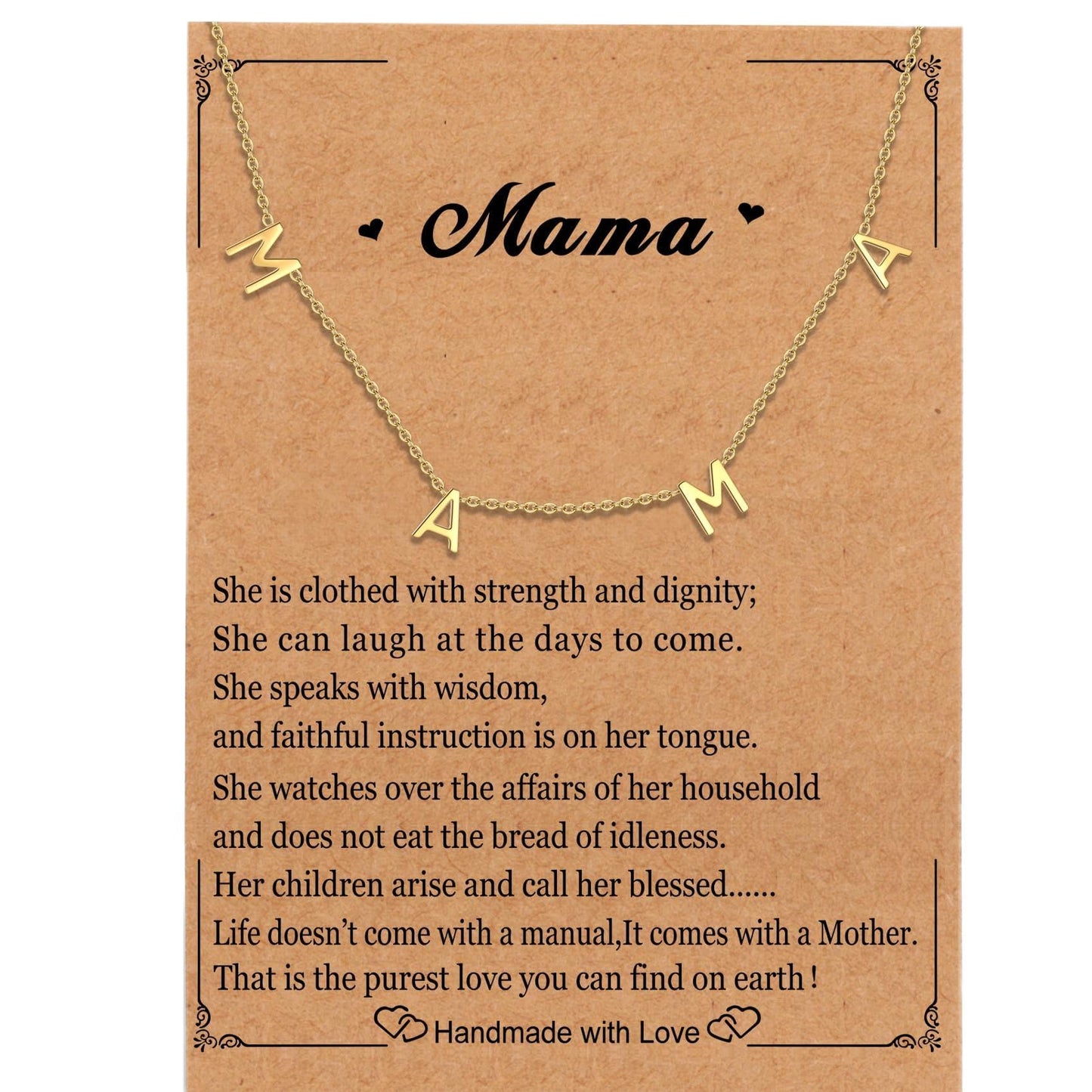 SKQIR Mama Necklaces For Women, Gold Plated Momma Mom Necklace,Pregnant Pregnancy Gifts For Expecting Mom, First Time New Mom Gifts,Mommy Mama To Be Gifts,Postpartum Gifts For Mom After Giving Birth