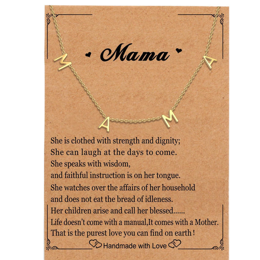 SKQIR Mama Necklaces For Women, Gold Plated Momma Mom Necklace,Pregnant Pregnancy Gifts For Expecting Mom, First Time New Mom Gifts,Mommy Mama To Be Gifts,Postpartum Gifts For Mom After Giving Birth