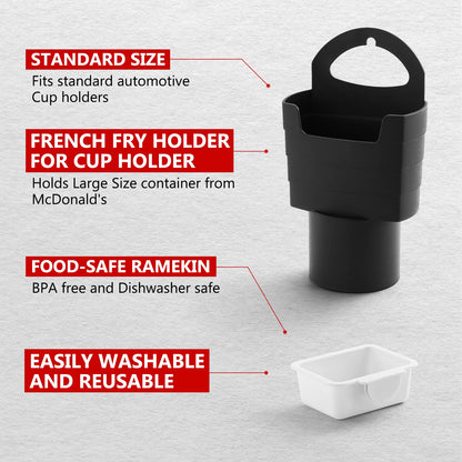 French Fry Holder and Sauce Holder Set for Car, Funny Useful White Elephant Gift Idea for Adults, Stocking Stuffer for Men and Women (1)