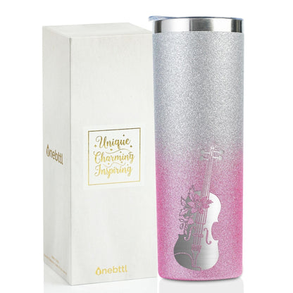 Onebttl Violin Gifts for Violinists & Women, 20oz Stainless Steel Violin Tumbler for All Ages, Double Wall Vacuum Insulated with Lid & Straw