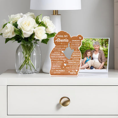 Yopyame Gift for Grandma from Granddaughter - Spanish Abuela Heartwarming Keepsake Grandma Granddaughter Embracing Acrylic Plaque Sign Best Grandmother Ever Gift Regalos para Abuela Birthday Gifts