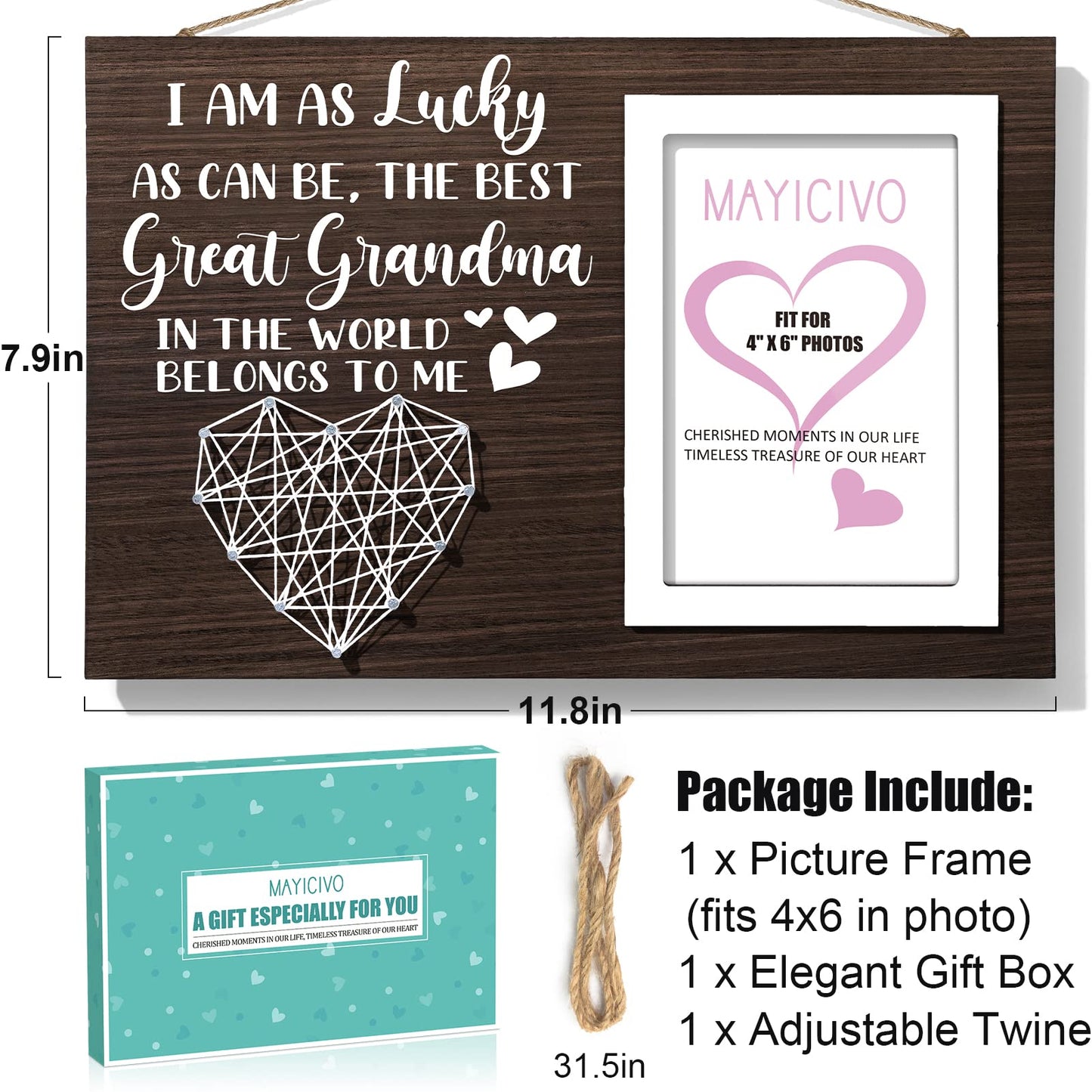 Great Grandma Mothers Day Gifts Picture Frame, Birthday Gifts for Great Grandma from Grandchildren, Best Great-Grandmother Gift Photo Frame Great-Grandmother Christmas Thanksgiving Gift - 4x6 Photo