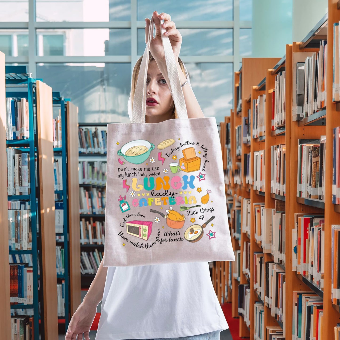 FOTAP Lunch Lady Gift School Cafeteria Worker Tote Bag Lunch Squad Gift Student Nutrition Team Gift Thank You Gift