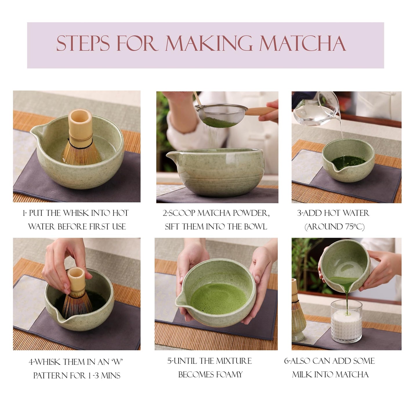 9-Piece Matcha Whisk Set, Complete Japanese Matcha Kit Tools with Ceramic Bowl, Bamboo Whisk & Scoops, Tea Ceremony Set in Elegant Gift Box, Mother’s Day Gift for Women (Matcha Green)