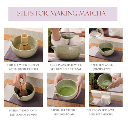 9-Piece Matcha Whisk Set, Complete Japanese Matcha Kit Tools with Ceramic Bowl, Bamboo Whisk & Scoops, Tea Ceremony Set in Elegant Gift Box, Mother’s Day Gift for Women (Matcha Green)
