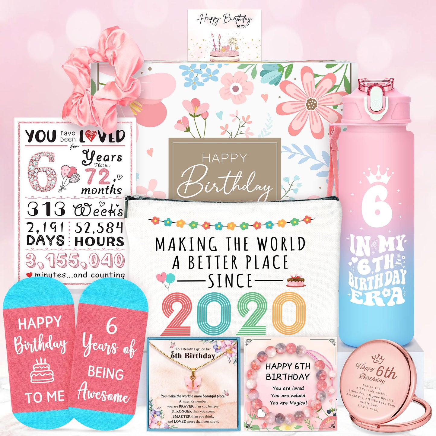 6 Year Old Girl Birthday Gift for 6 Years Old Girl Gifts Ideas Popular Six Year Olds Girls Birthday Gifts Accessories Unique Happy 6th Decoration Presents Stuff Trending Things with Tumbler Canvas Bag