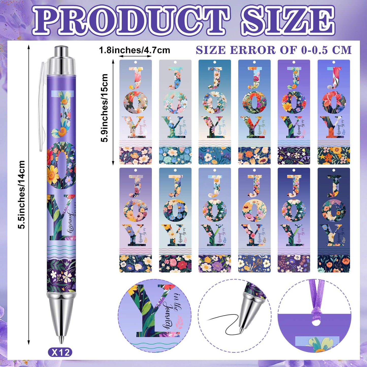Gersoniel 36pcs/12sets Christian Mothers Day Gifts Bulk for Church Happy Mother's Day Bible Verse Bookmark Ballpoint Joy in The Journey Religious Christian Gifts for Women for Mom Gift Prayer Supplies