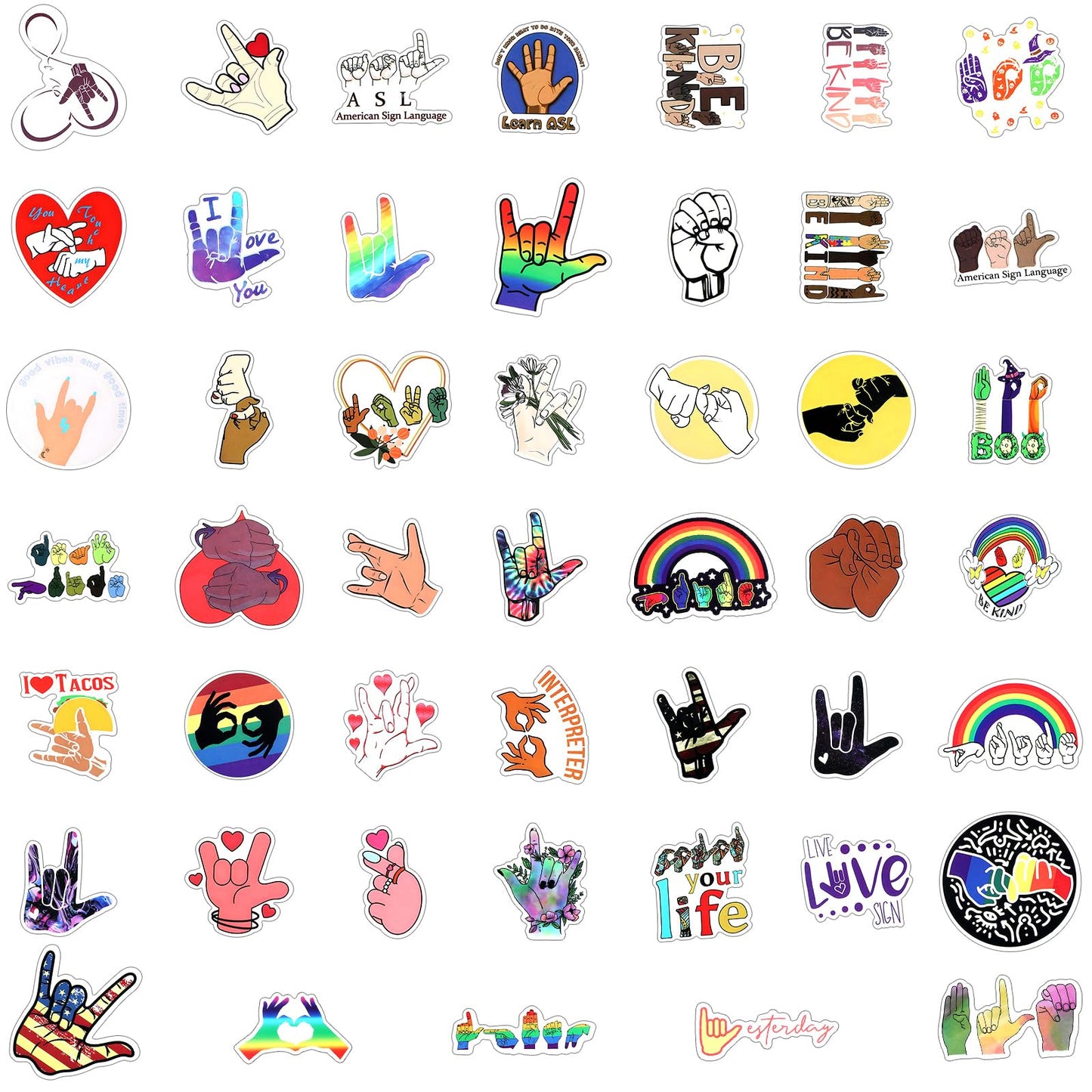 Affrolling 136 Pcs Sign Language Gift Set Including 36 Pcs Sign Language Pencils and 100 Pcs ASL Waterproof Stickers PVC American Sign Language Stickers Incentive Gift for Learning Sign Language