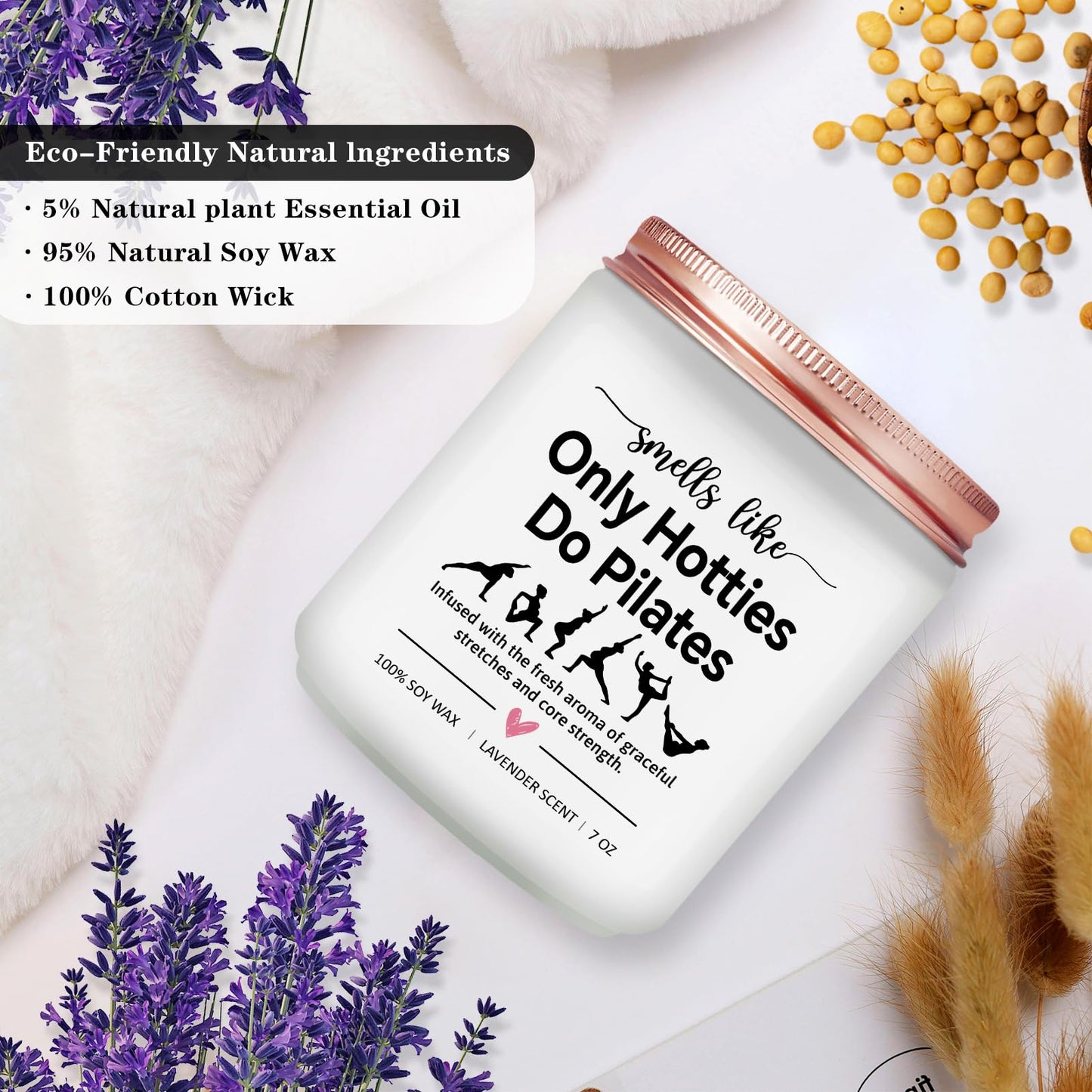 Pilates Gifts for Women - Pilates Gifts for Lovers, Instructors, Teacher - Reformer Studio Decor & Accessories - Lavender Scented Candle