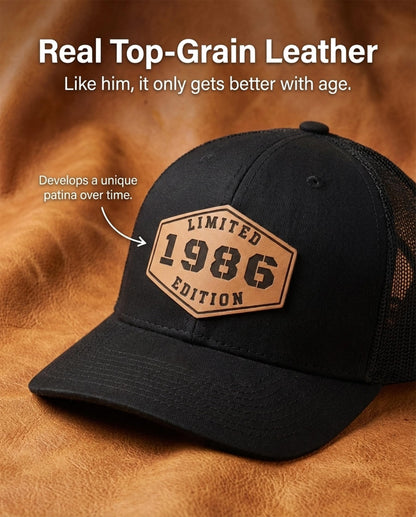 40th Birthday Gifts for Men - 40th Birthday Decorations for Men, Adjustable Trucker Hat with Leather Patch
