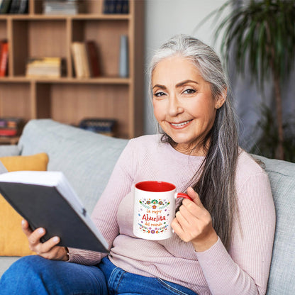 YHRJWN Abuela Coffee Mug - La Mejor Abuelita Del Mundo, Grandma Gift in Spanish for Mother's Day, Birthday, Christmas - Regalo Para Abuela, Taza Abuelos, 11 Oz, Red & White