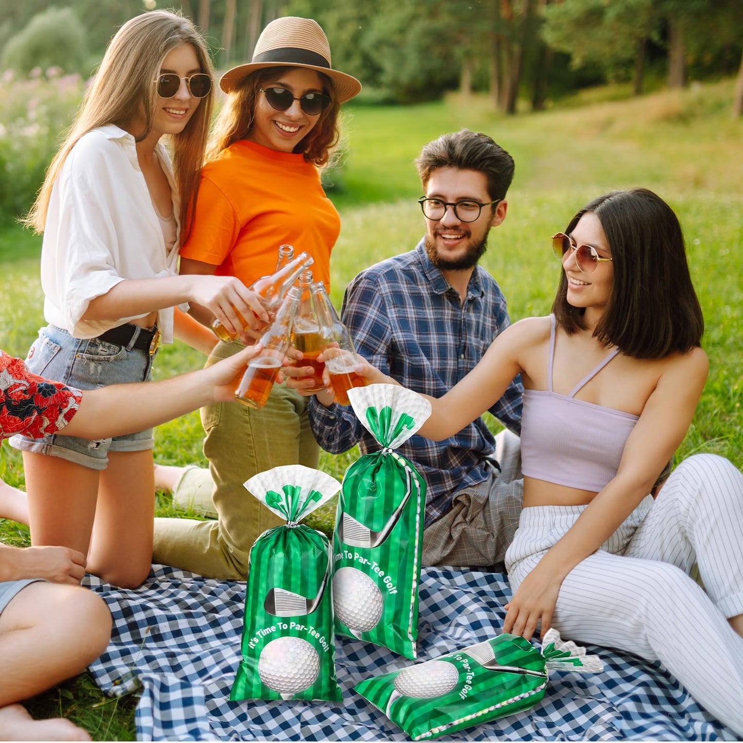 Jetec 100 Pcs Golf Party Gift Bags Treat Candy Favor Cellophane Goodie Wrapping Bags with Twist Ties Golf Themed Party Decorations Tournament Baby Shower Birthday Supplies