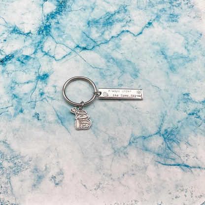 JJTZX Always Under the Same Sky US State Keychain Long Distance Map Keychain Graduation Gift between Best Friends