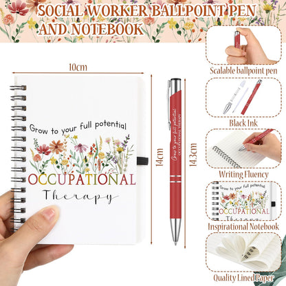 Watersay 5 Pcs Occupational Therapy Gifts, Cosmetic Bag, Canvas Bag, Coil Notebook, Ballpoint Pen and Keychain for Women Office School Graduation Advocate Coworker Christmas Anniversaries Gift
