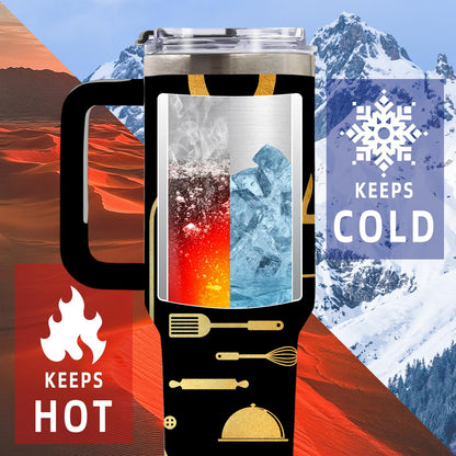 DUUV Chef Theme Insulated Tumbler 40oz, Chef Cup Gifts for Man Women, Chefs Tumbler for Cooking Lovers Home Cooks, Cooking Gifts for Chefs Leakproof, Birthday Ideal Gift for Culinary Students, 1 Pack