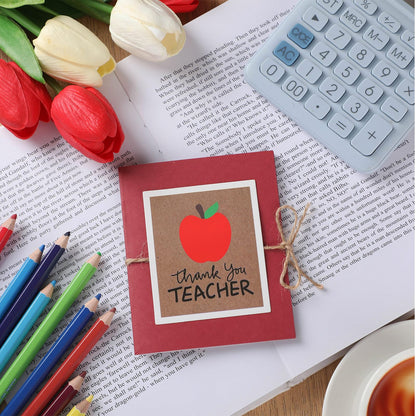 Skyygemm Teacher Gift Card Book Sleeves 5 Card Slots Teacher Appreciation Week Gift Cardholder 4.25 x 3.54 Inch Thank You Money Booklet for Appreciation Holiday Ornament