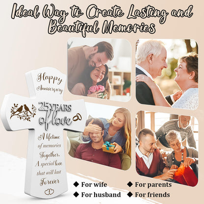 25th Anniversary Wedding Gifts for Wife Husband, Religious Cross Gifts for Women Men,25 Year Romantic Anniversary Marriage Gift for Her,Him,Couple,Parents,Friends,Wedding Anniversary Decorations