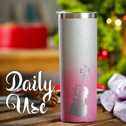 Onebttl Violin Gifts for Violinists & Women, 20oz Stainless Steel Violin Tumbler for All Ages, Double Wall Vacuum Insulated with Lid & Straw