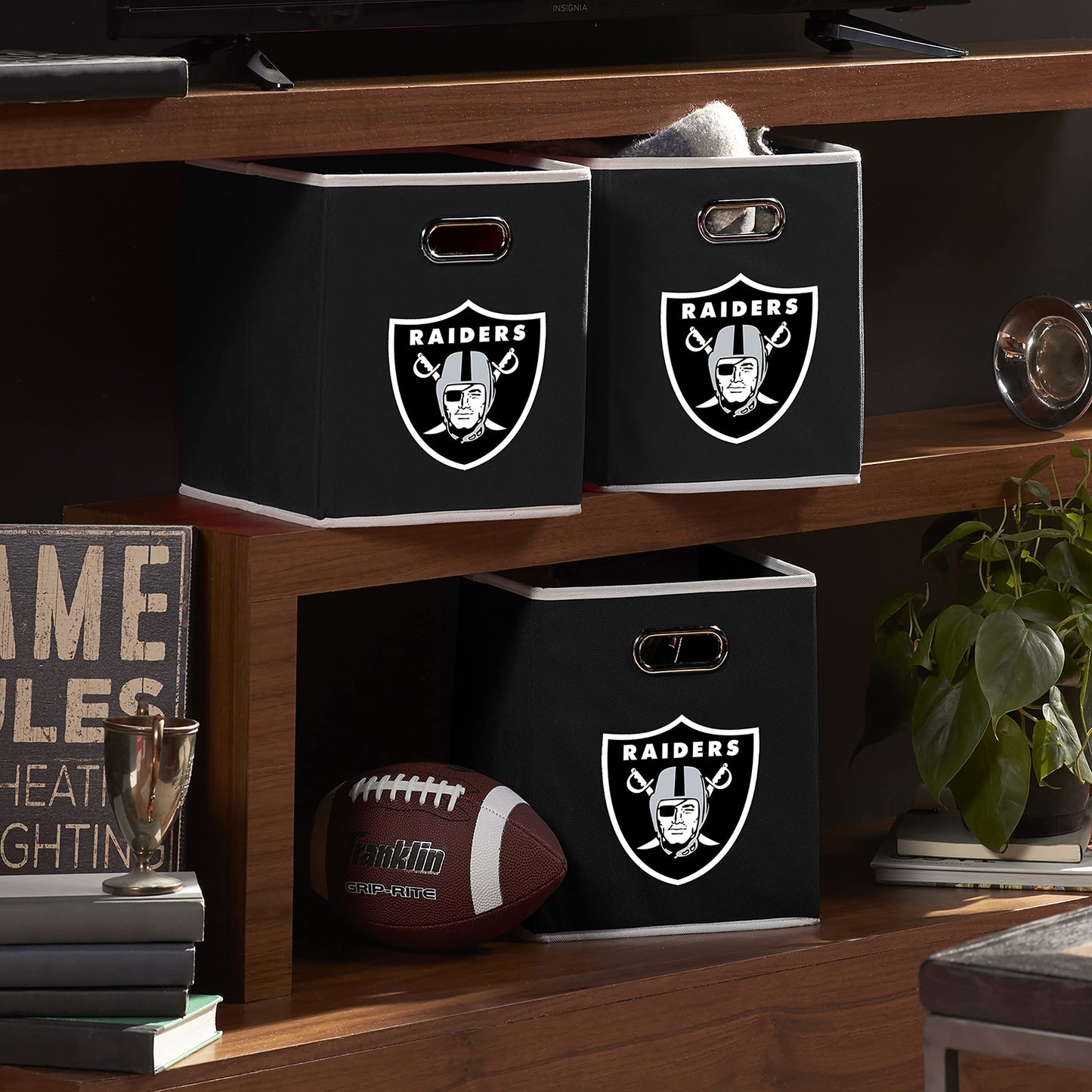 Franklin Sports NFL Storage Bins - Collapsible Cube Container + Basket - NFL Office, Bedroom + Living Room - 11"x11"